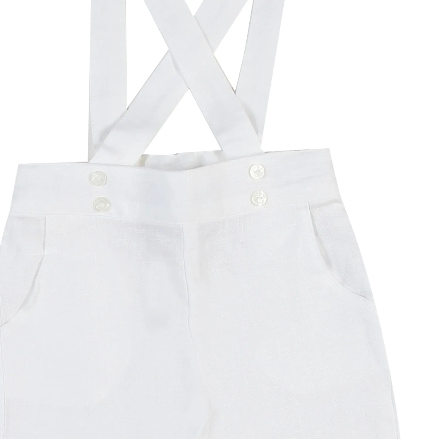 Tartine Et Chocolat White Linen Pants With Braces For Children And Babies