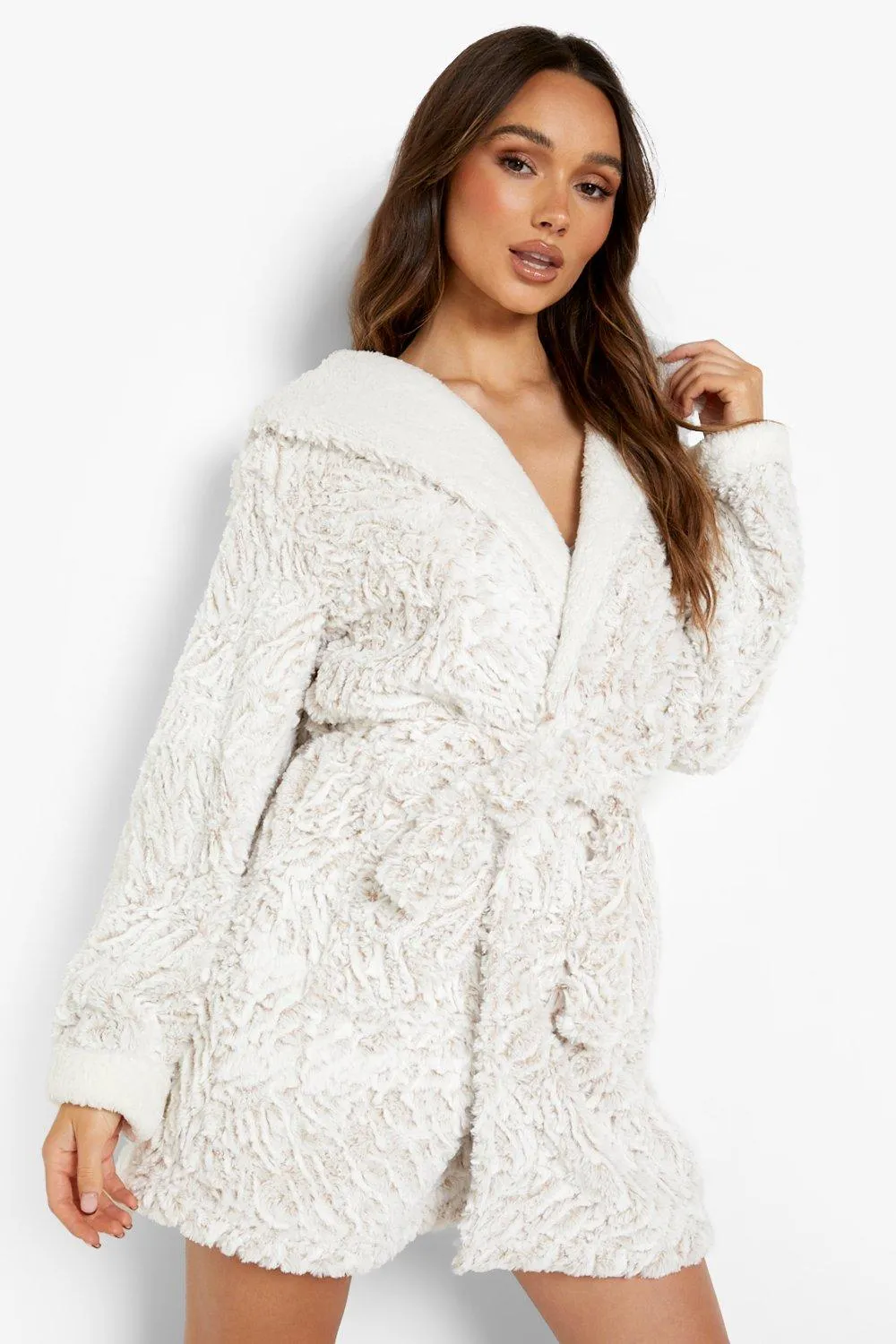 Textured Faux Fur Robe