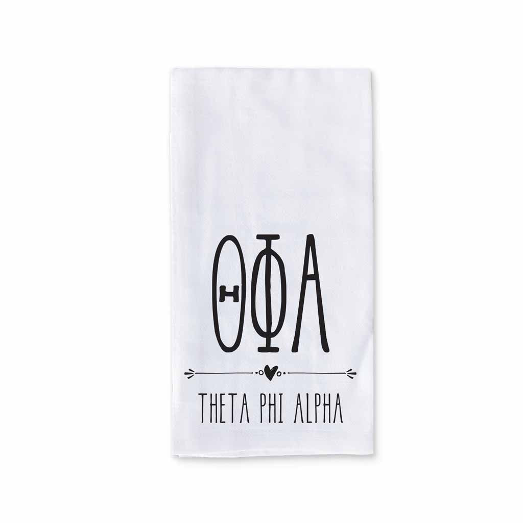 Theta Phi Alpha Sorority Kitchen Towel with Boho Design