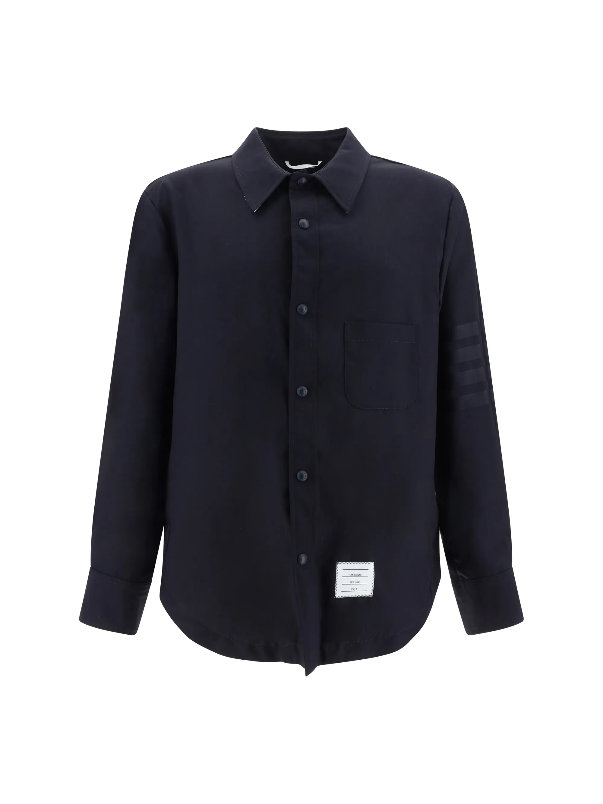 THOM BROWNE  |Long Sleeves Plain Cotton Logo Designers Shirts