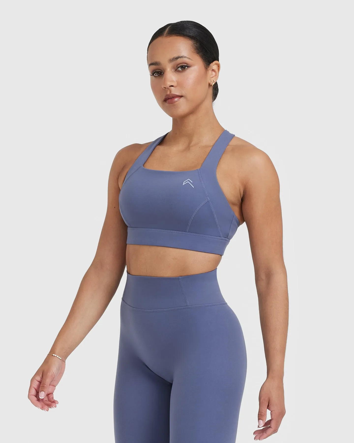 Timeless Wide Strap Sports Bra | Slate Blue