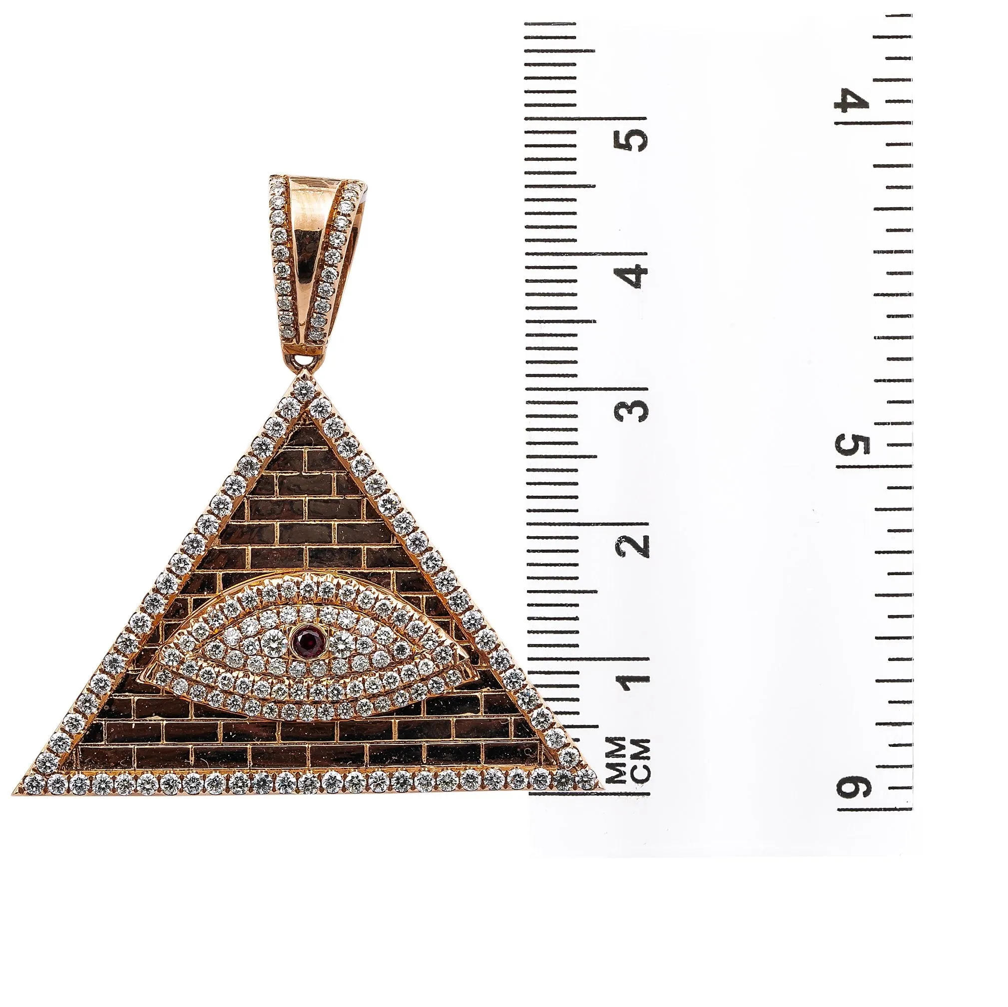 Unisex 14K Yellow Gold Eye of Providence Pendant with 1.92 CT Diamonds