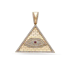 Unisex 14K Yellow Gold Eye of Providence Pendant with 1.92 CT Diamonds