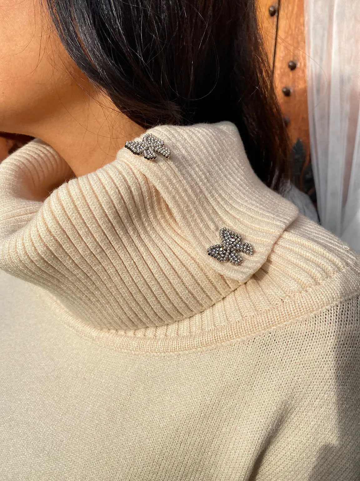 Vanilla Bow Cowl Neck Knit Britney