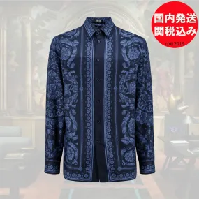 VERSACE  |Flower Patterns Silk Long Sleeves Logo Luxury Shirts