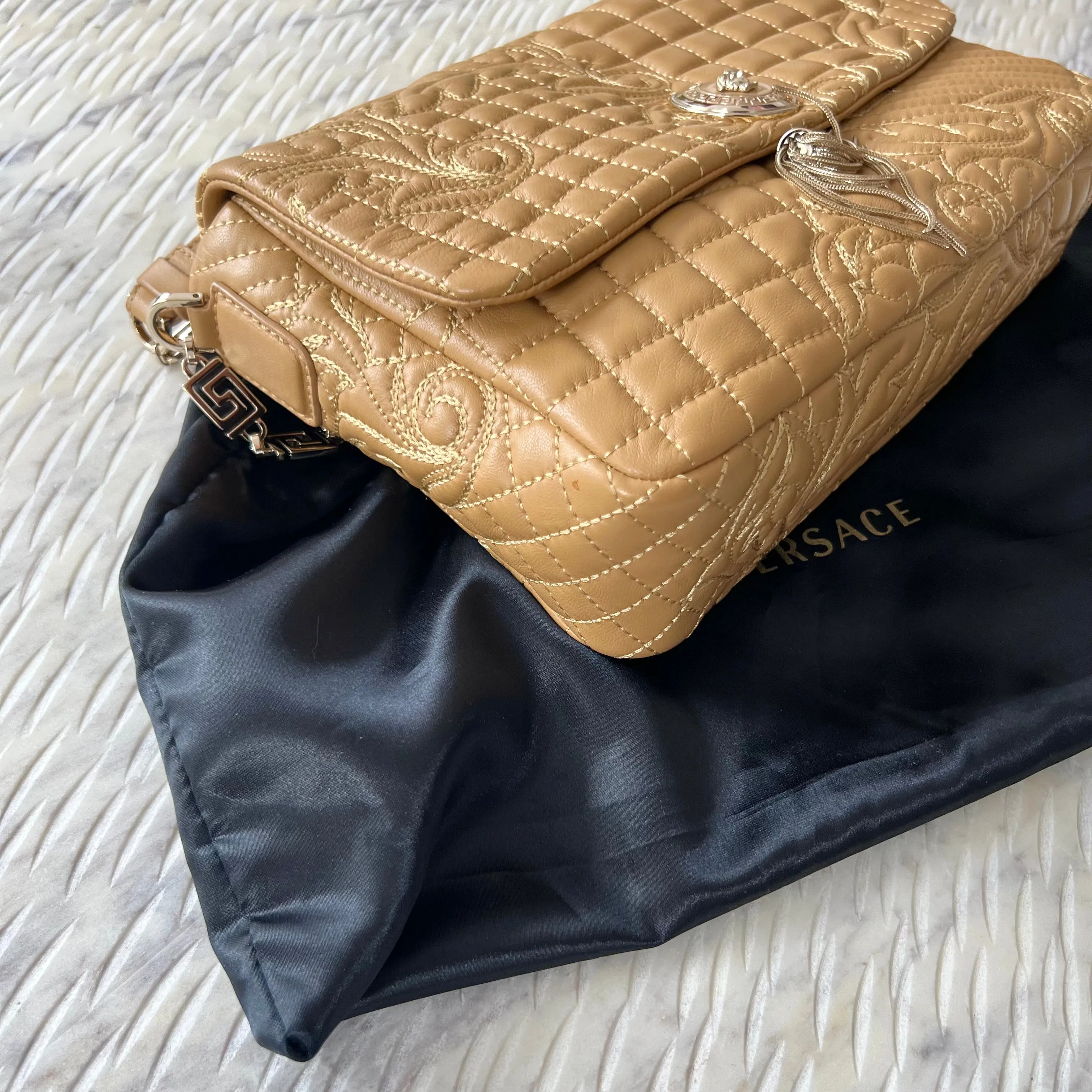 Versace Nappa Barocco Quilted Calliope Vanitas Shoulder Bag