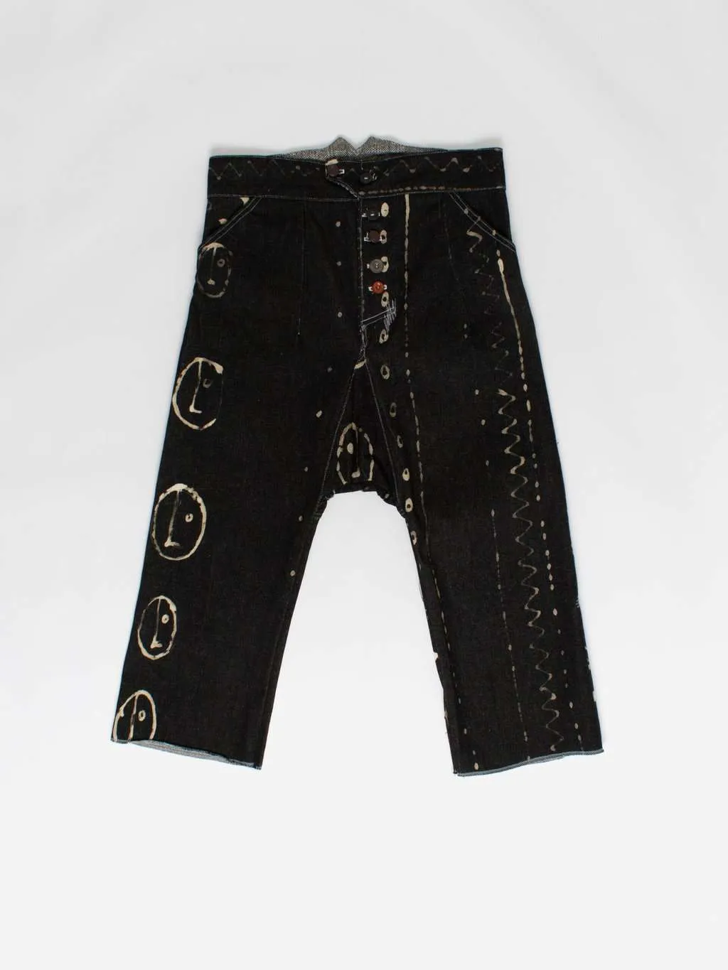 Vintage customised denim jeans with artsy design – 33 X 17