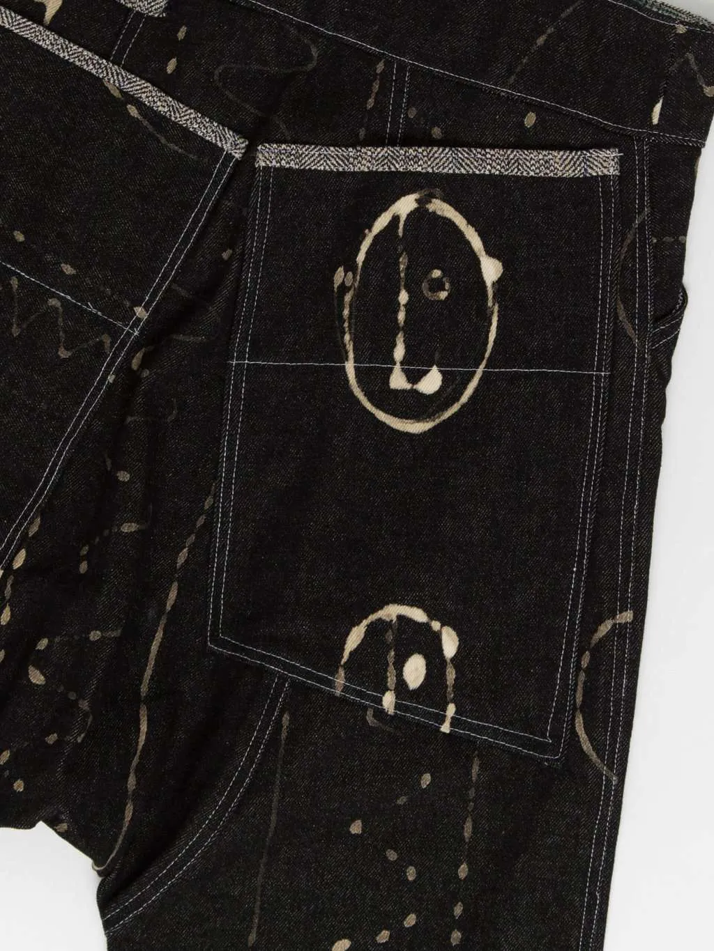 Vintage customised denim jeans with artsy design – 33 X 17