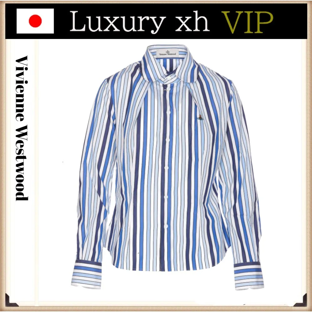 Vivienne Westwood  |Stripes Long Sleeves Cotton Logo Shirts & Blouses