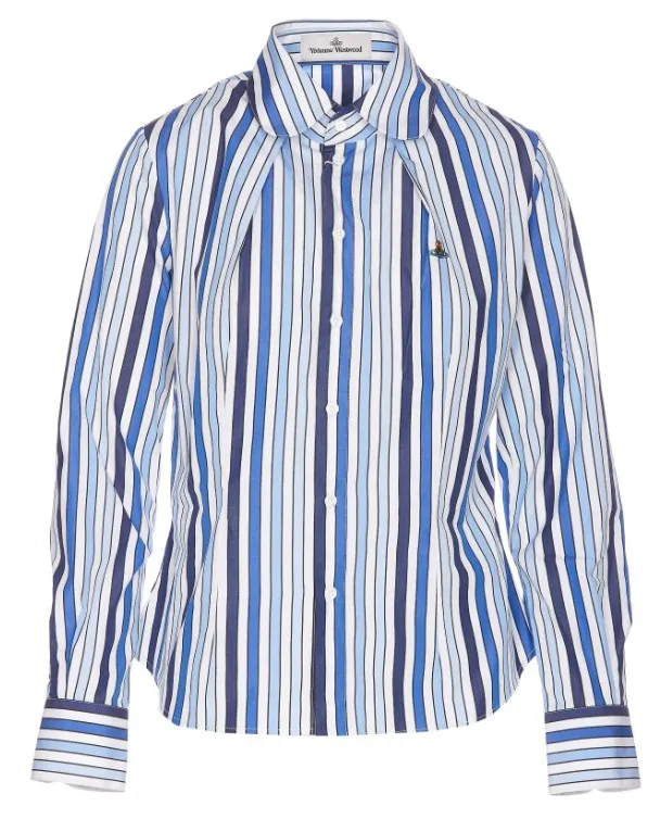 Vivienne Westwood  |Stripes Long Sleeves Cotton Logo Shirts & Blouses