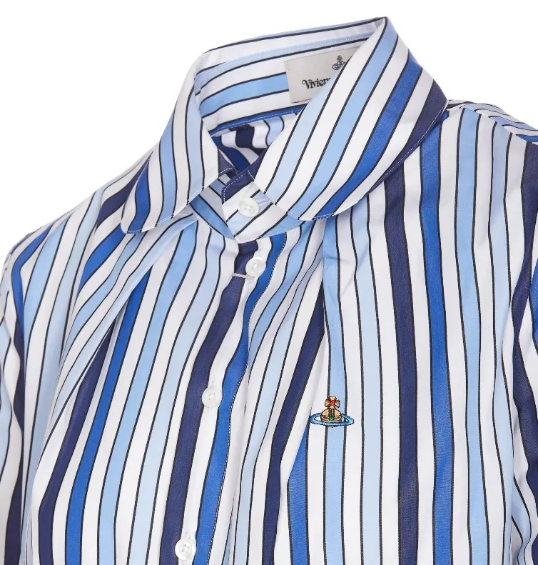 Vivienne Westwood  |Stripes Long Sleeves Cotton Logo Shirts & Blouses