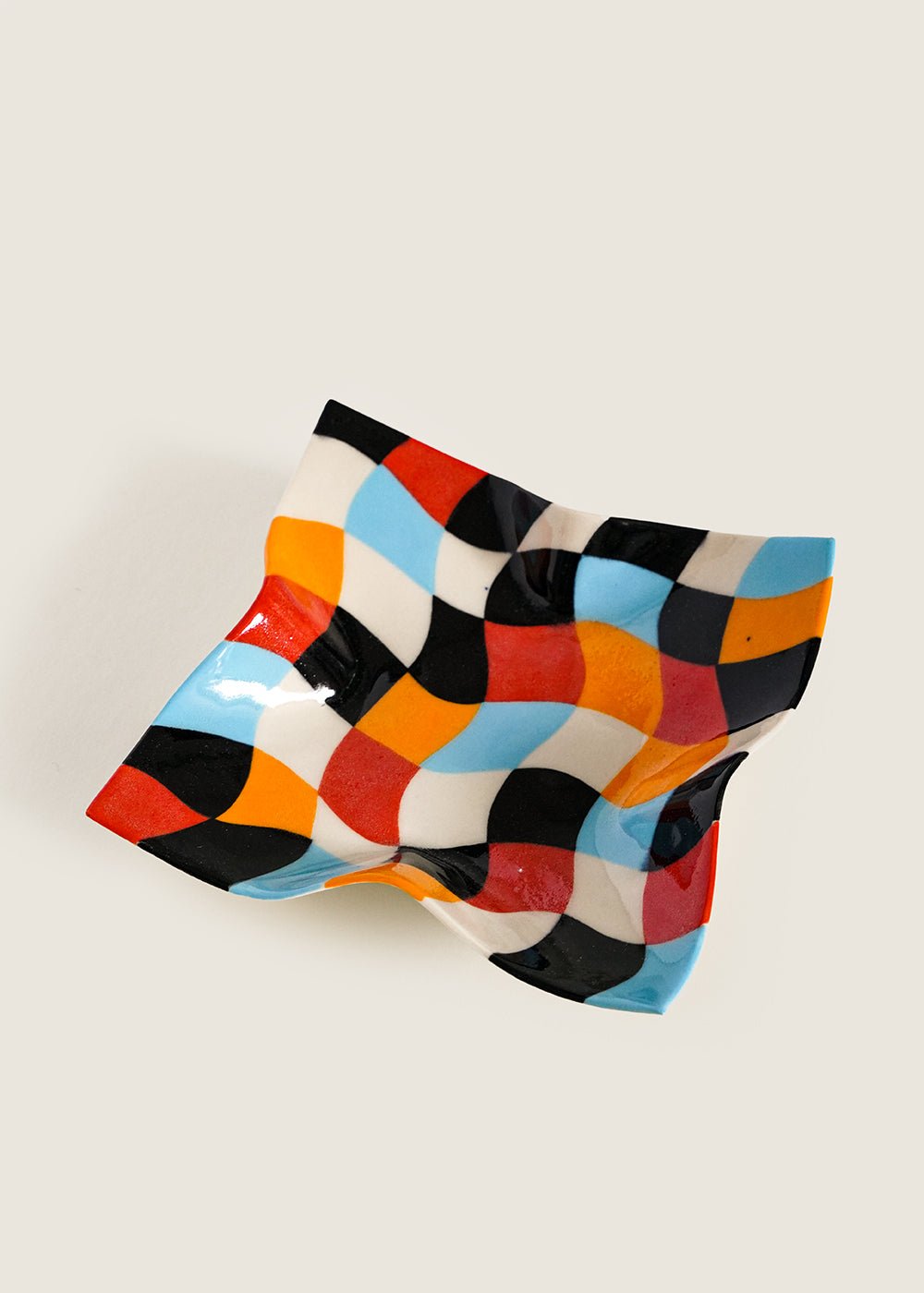 Wavy Patchwork Small Checked Handkerchief Dish