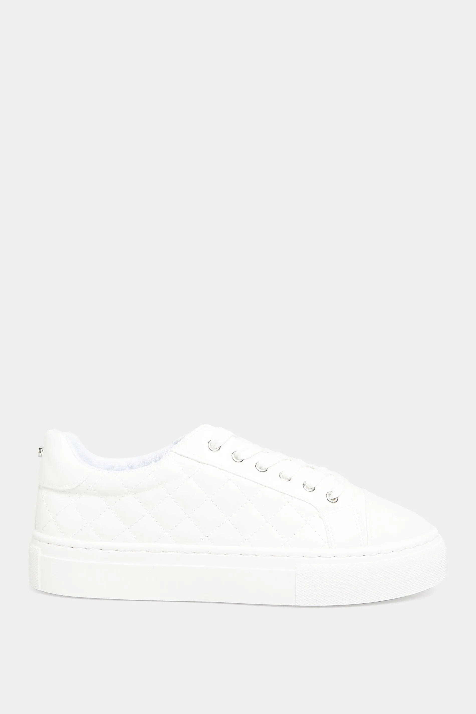 White Quilted Trainers In  Extra Wide EEE Fit