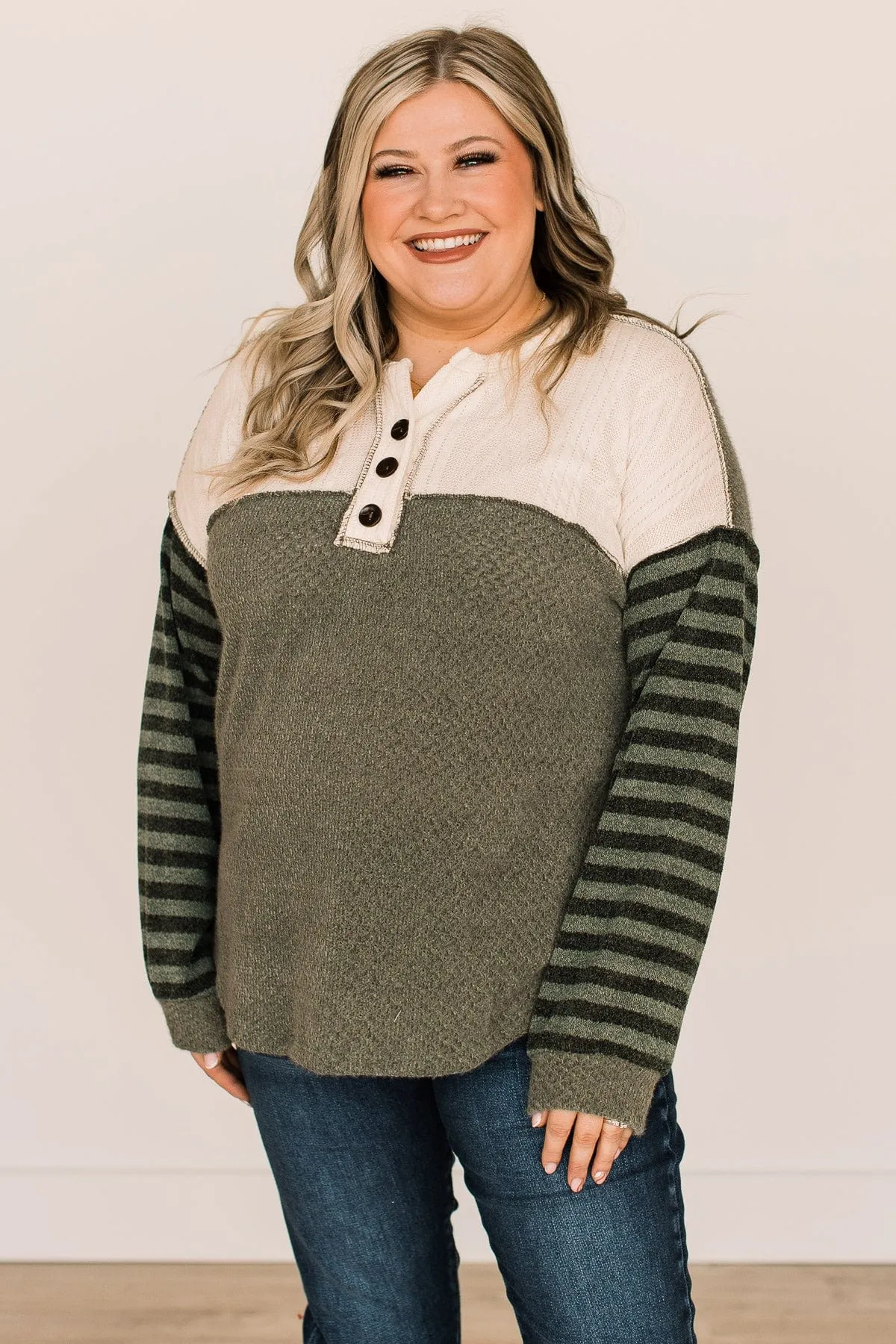 Winter Views Long Sleeve Knit Top- Dusty Olive