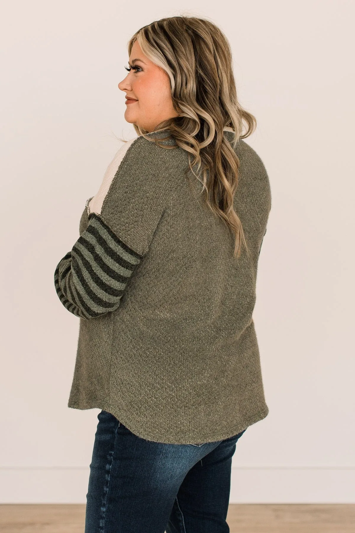 Winter Views Long Sleeve Knit Top- Dusty Olive