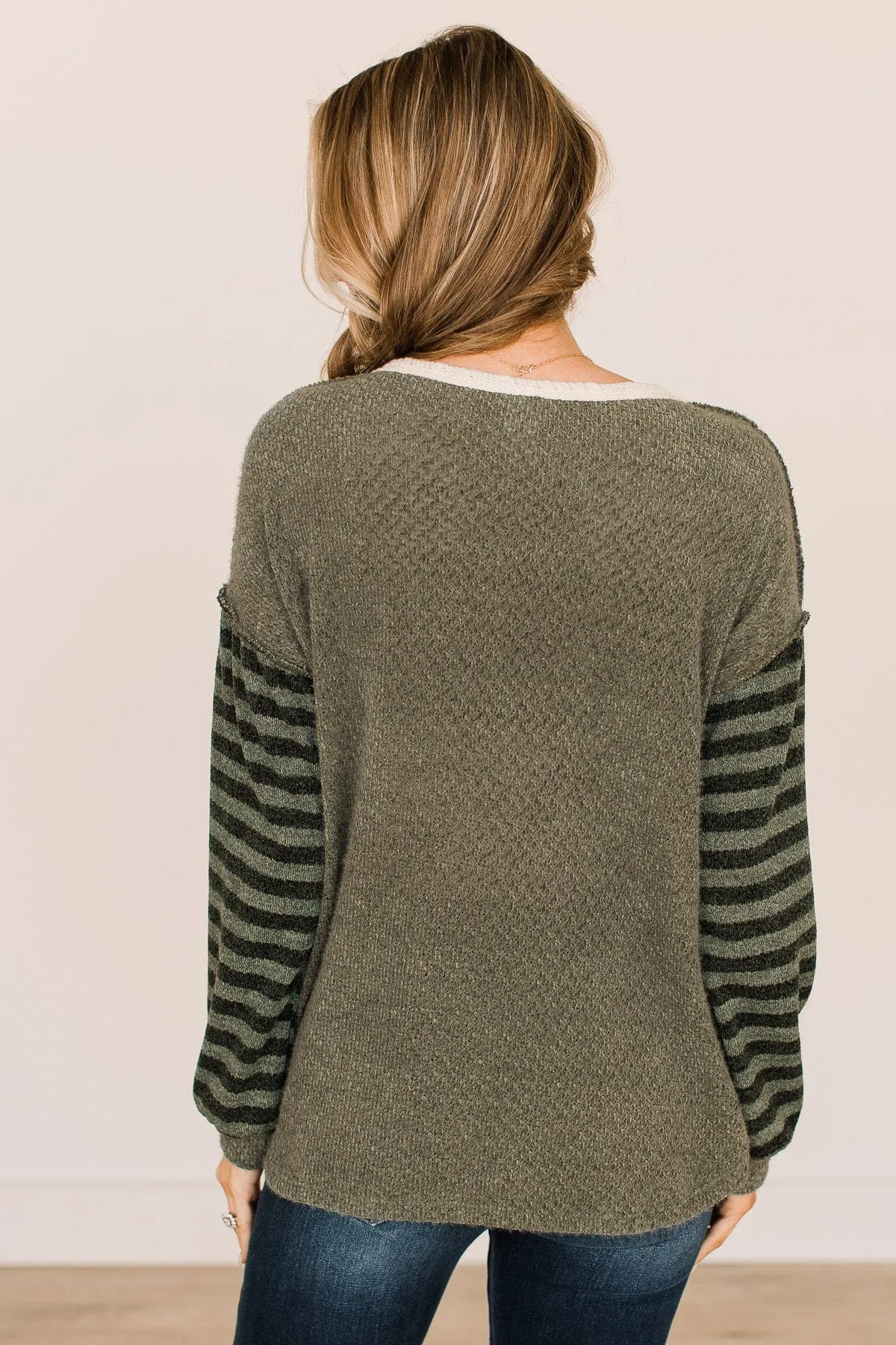 Winter Views Long Sleeve Knit Top- Dusty Olive