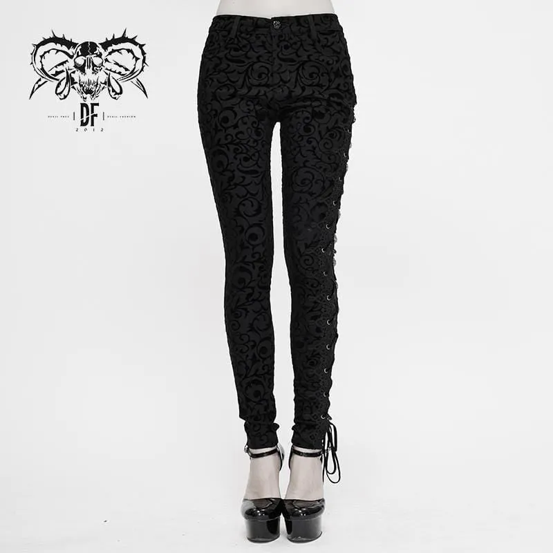 Women's Gothic Strappy Jacquard Leggings