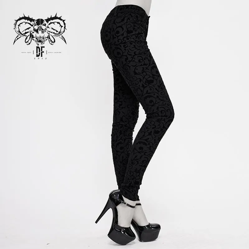 Women's Gothic Strappy Jacquard Leggings