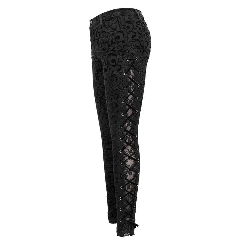 Women's Gothic Strappy Jacquard Leggings