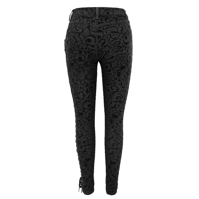 Women's Gothic Strappy Jacquard Leggings