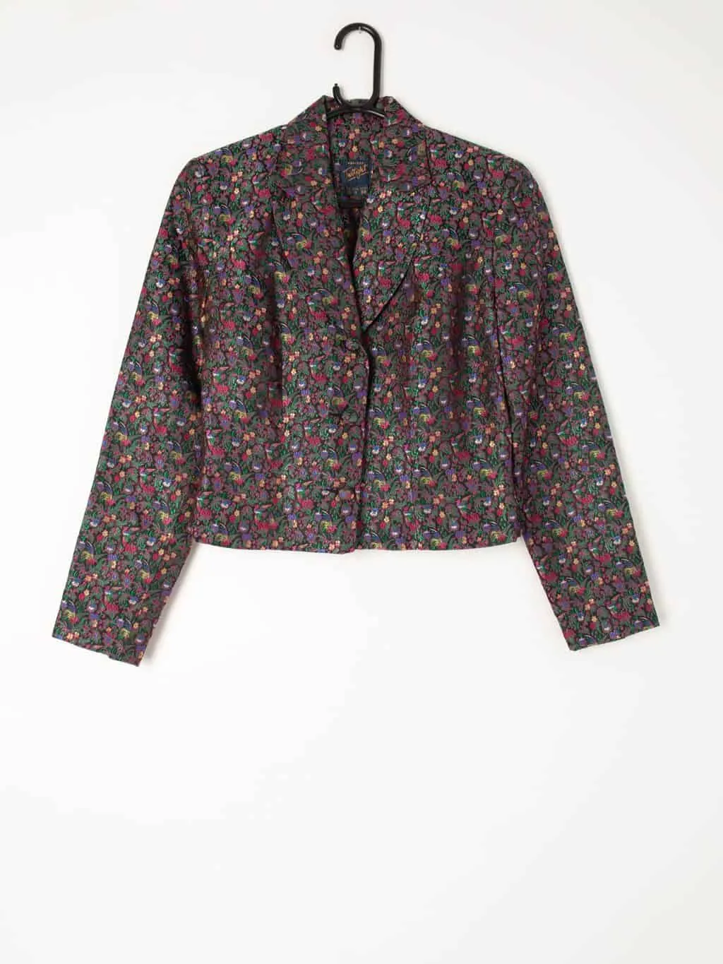 Womens pure silk floral jacquard cropped tailored jacket from Monsoon Twilight – Small