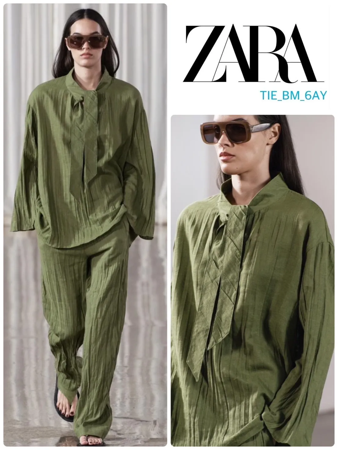 ZARA  |Casual Style Linen Long Sleeves Plain Elegant Style