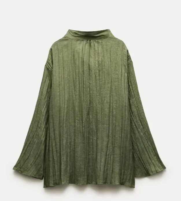 ZARA  |Casual Style Linen Long Sleeves Plain Elegant Style