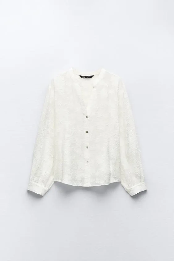 ZARA  |Casual Style Long Sleeves Elegant Style Shirts & Blouses