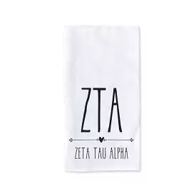 Zeta Tau Alpha Sorority Kitchen Towel with Boho Design